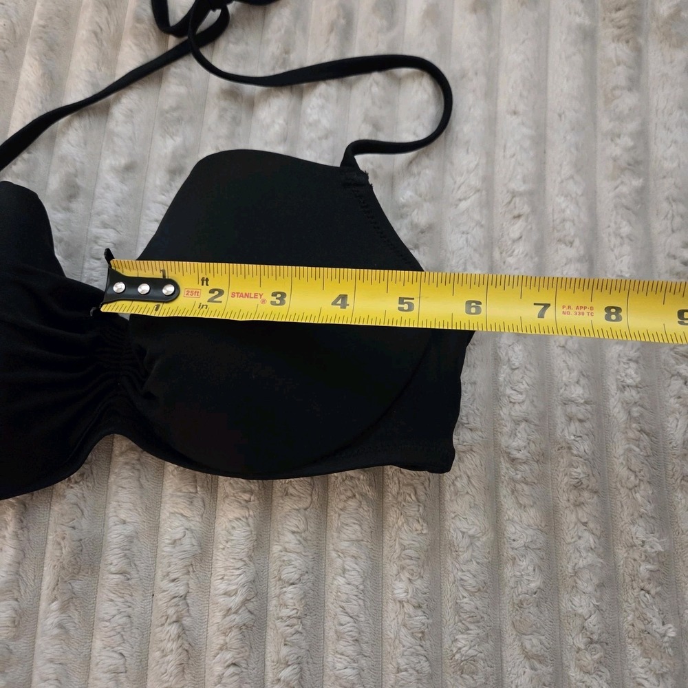 Smart & Sexy Black Push Up Bikini Top 34D Underwire Halter Swim Center Cinch - Picture 6 of 11